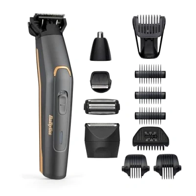 Imagen de Afeitadora corporal BaByliss MT987E, 5, 70 min Autonomía, 12 en 1, 5 accesorios, Carga rápida, Cuchilla de grafito, Waterproof, Grafito
