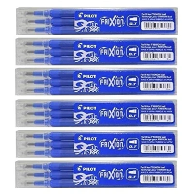 Imagen de Recambios para bolígrafos Pilot Azul Frixion Punta redonda Borrable 18 Repuestos Tinta BLS FR7