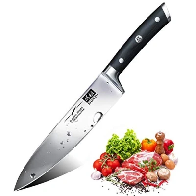 Imagen de SHAN ZU Cuchillo de Cocina, Chef 20cm, Cocinero Acero Inoxidable Alemán 1.4116, Mando Madera Pakka