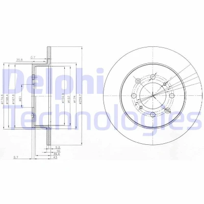 Imagen de DELPHI BG3793 Disco de freno 260 10 4 macizo aceitado sin procesar cojinete rueda, anillo sensor ABS HONDA: CIVIC 7 Hatchback