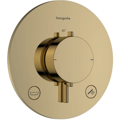 Imagen de hansgrohe 33718990 Termostato, Acabado Dorado Pulido, 2 Verbraucher mit Sicherungskombination
