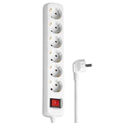 Imagen de Hama 00108833 Regleta de 6 enchufes con interruptor y sistema seguridad para niños (5 m), color blanco