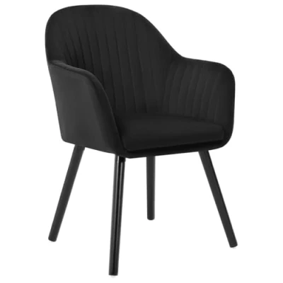 Imagen de WOLTU 1x Sillas de Comedor Nordicas Estilo Vintage Juego 1, Cocina Tapizada con Reposabrazos en Terciopelo, Estructura Madera Escritorio Negro BH259sz 1