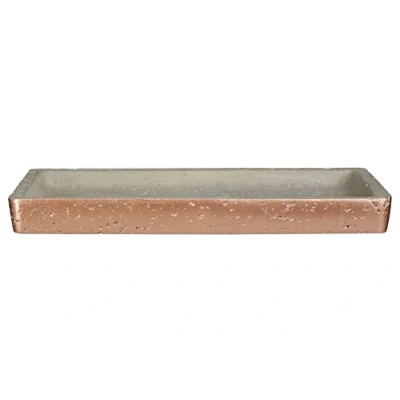 Imagen de Premier Housewares Bandeja de baño Neptune, hormigón, Gris/Cobre, 14 x 25 3 cm