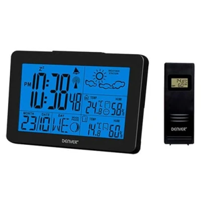 Imagen de Estación Meteorológica Inalámbrica WS 530BLACK. Termómetro higrómetro digital para medición interior/exterior de temperatura y humedad. Previsión meteorológica. Función reloj alarma