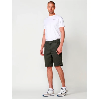 Imagen de Bermuda Carpenter de Algodón Canvas Efecto Lavado en Verde para Hombre Relaxed Fit