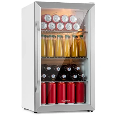 Imagen de KLARSTEIN Nevera Pequeña Puerta Cristal Habitaciones, Portatil Electrica, Mini para Bebidas, Frigorificos Pequeños con Estantes 80L