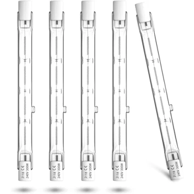 Imagen de Bonlux R7S Bombilla de Lineal Halógena 118mm 300W Regulable Luz Blanca Cálida 2800K 5900LM J118 EcoHalo Lámpara Halógenas 220 240V Angulo Haz 360 (5 Unidades)