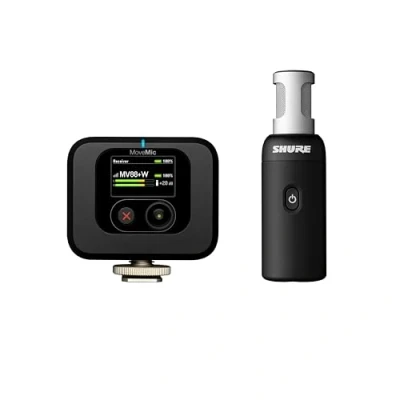 Imagen de Shure Kit de Micrófono inalámbrico, MoveMic 88+ Grabador Audio Profesional para entrevistas Cine/grabación Campo Compatible con iOS/Android Mediante la aplicación Motiv (MV88+W Z6)