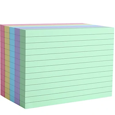 Imagen de QAINJG Crads de índice rayado A6, 400 tarjetas revisión, registro 5 colores para oficina, escuela y aprendizaje