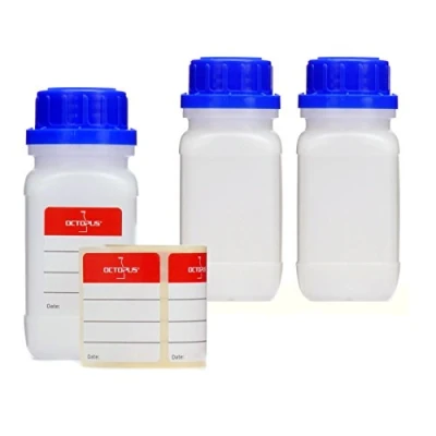 Imagen de 3 Botellas de Boca Ancha 100 ml Con Cierre Rosca Recipiente Almacenamiento Para Química, Laboratorio, Cocina o Hobby