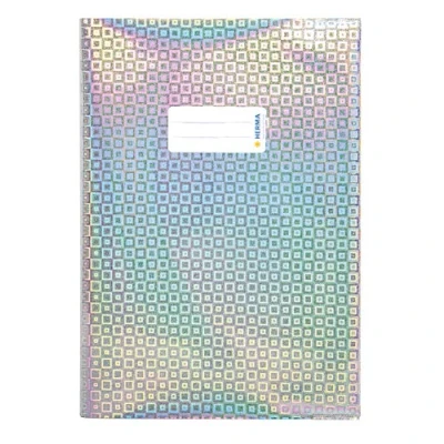 Imagen de HERMA 19473 Funda para cuaderno A4, color plateado, con etiqueta de rotulación polipropileno holográfico resistente y fácil limpiar, plateado