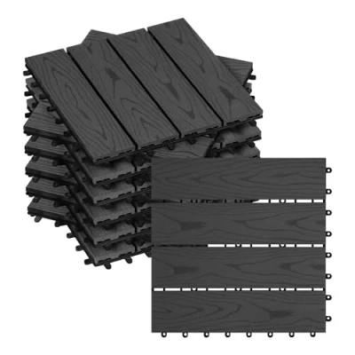 Imagen de WOLTU Suelo de WPC Set 22 Baldosas Madera Exterior para Porche Patios Jardin, 30 x cm 2m² Compuesta Azulejos Terraza, Jardin Antracita