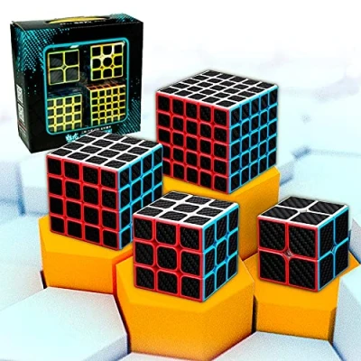 Imagen de MAGIC SELECT Cubo Mágico 2x2 3x3 4x4 5x5 Pack Meilong Moyu Cubing Classroom Fibra de Carbono Antideslizante con Giro más rápido, fácil y Suave, Rompecabezas 3D, Principiantes Profesionales