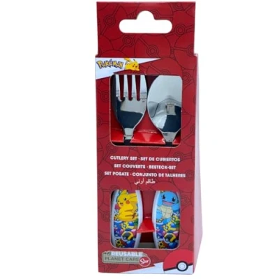Imagen de Stor, Set Cubiertos Pokemon, Juego de Infantiles, Tenedor y Cuchara Acero Inoxidable para Niños, 2
