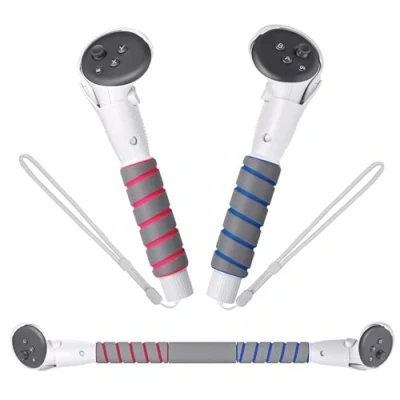Imagen de Digicharge Accesorio de Mango 3 en 1 Compatible con Accesorios Meta Quest 3S y 3, Asas Beat Saber Palos, Agarre extensión Controlador VR Gorilla Tag,Palo Golf 3/3S