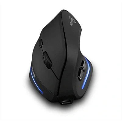 Imagen de zelotes ratón inalámbrico, recargable, 2,4 GHz, 2400 ppp, ergonómico vertical, inalámbrico óptico USB para PC, portátil