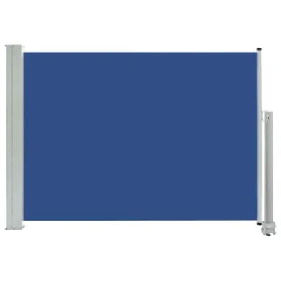 Imagen de vidaXL Toldo Lateral Retráctil para Patio Pantalla de Terraza Mampara Parasol Exterior Jardín Tela Lona PU Azul con Soporte Hierro 80x300 cm