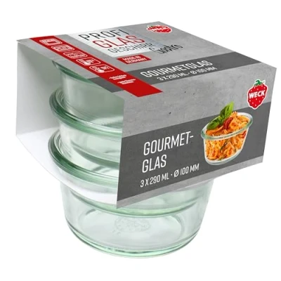 Imagen de Weck Juego de 3 vasos gastropack 290 ml (creaciones perfectas, aptas para horno, lavavajillas, estabilidad, frascos delicatesse, sin tapa) 76124