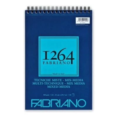 Imagen de Fabriano Honsell 19100643 Mix 1264 Cuaderno de Espiral, 300 g/m², DIN A4, 30 Hojas Grano Medio, Color Blanco Natural, sin ácidos, Adecuado para Todas Las técnicas, Papel, 40