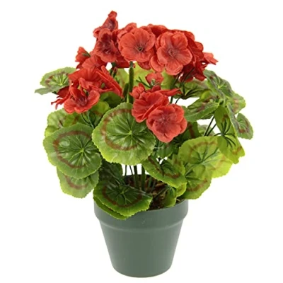Imagen de Geranio Artificial en Maceta, arbusto de Geranio, Planta Cama, balcón, Flores Seda, Artificial, decoración Mesa, Decorativa, Interior, Artificiales, 090128R,