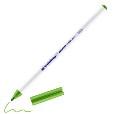 Imagen de edding 4600 rotulador textil verde claro caja de 10 punta redonda 1 mm rotuladores textiles permanentes para dibujar en tejidos, resistentes a lavados hasta 60 C tela