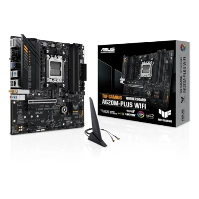 Imagen de ASUS TUF Gaming A620M PLUS WiFi Placa Base Micro ATX AMD A620 (2.5Gb Ethernet, Wi Fi 6, 2 x DP, HDMI, USB 3.2 Gen 1, 1 Type C, BIOS Flashback, cancelación de Ruido, Aura Sync), Negro