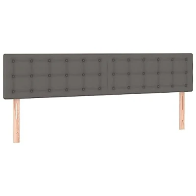 Imagen de vidaXL Cabecero con Luces LED de Cama Cabezal Tapizado para Matrimonio Mueble Dormitorio Cuero Sintético Gris 160x5x78/88 cm