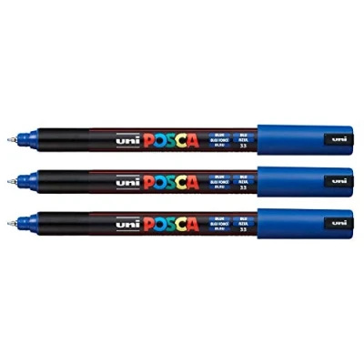 Imagen de uni ball PX89789000 POSCA 181701 Marcador de punta calibrada (azul, paquete 3)