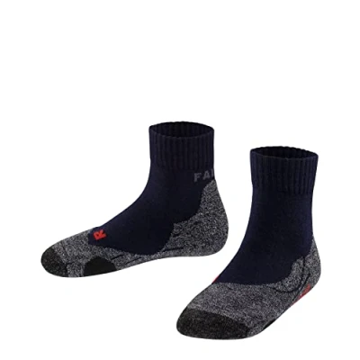 Imagen de FALKE TK2 Short K SSO lana hilo funcional anti ampollas gruesa 1 par, Calcetines para senderismo Unisex niños, Azul (Marine 6120), 35 38