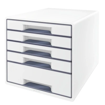 Imagen de Leitz 52142001 Buc de 5 Cajones A4, Organizador, Gama WOW, Blanco/Gris