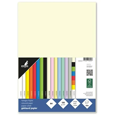 Imagen de kangaro Papel de color beige DIN A4 120g/m² FSC mix 100 pack carta para manualidades, K 0043F435, 29,7 x 21 1,5