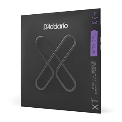 Imagen de D&#039;Addario Guitar Strings Coated Acoustic XT Phosphor Bronze For 6 String Extended Life, Natural Feel XTAPB1152 Custom Light, 11 52