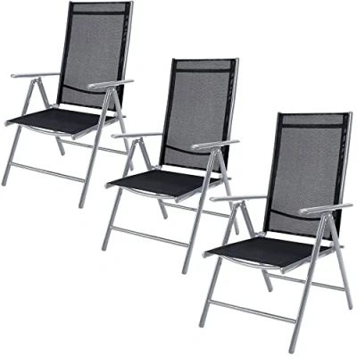 Imagen de Sillas jardín Berna set de 3 aluminio plateadas ajustables