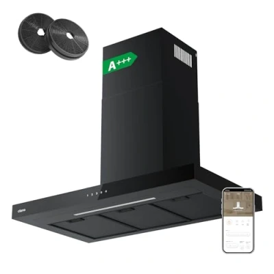 Imagen de CIARRA CBCB9102 Campana Extractora 90 cm 650 m3/h Control Táctil 4 Velocidades Recirculación Interna con Filtro Carbono Negro