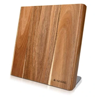 Imagen de Navaris Soporte magnético para Cuchillos Bloque de Madera Utensilios Cocina Base magnética Cuchillo 23 x 22.5 3.5 CM