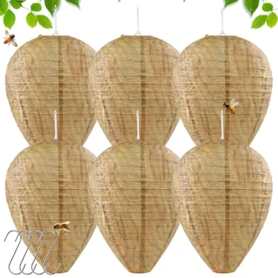 Imagen de 6 Piezas Nido de Avispas,Anti Avispas Exterior,Colgar Falsas,Señuelo en Forma Artificial,Trampas Exterior para casa y jardín al Aire Libre