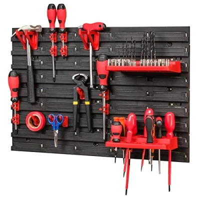 Imagen de PAFEN Sistema de almacenamiento 576 x 390 mm, cajas apilables, estantería pared, visibles, 16 soportes para herramientas