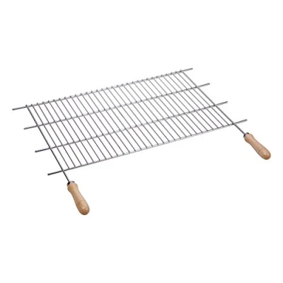 Imagen de Sauvic 02465 Parrilla Barbacoa zincada Recortable, con Mangos de Madera, 60 x 40 cm