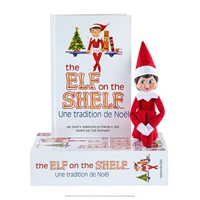 Imagen de the Elf on Shelf Kit de lutina Navidad para niña con libro cuentos ilustrado Tradición navideña Caja bromista Peluche original ojos azules