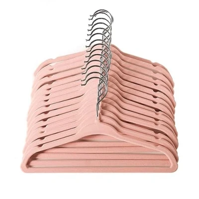 Imagen de ManGotree Perchas de Ropa Aterciopelada, Bebé clasificado, Diseño Ultra Delgado y Sin Deslizamiento Paquete 15 (Rosado)