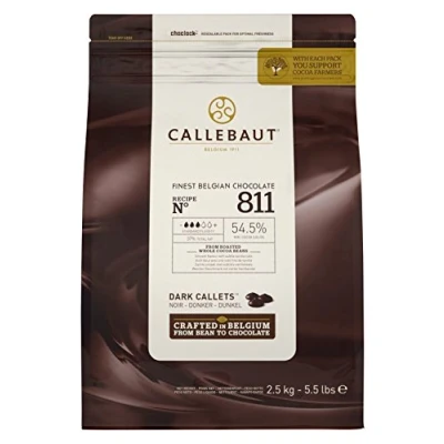 Imagen de Callebaut Chocolate belga fino Dark Callets 37% de grasa total 2.5KG, 5.5 lbs