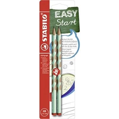 Imagen de Lápiz de grafito ergonómico STABILO EASYgraph Pack con 2 unidades Cuerpo verde pastel Dureza HB Modelo para diestros