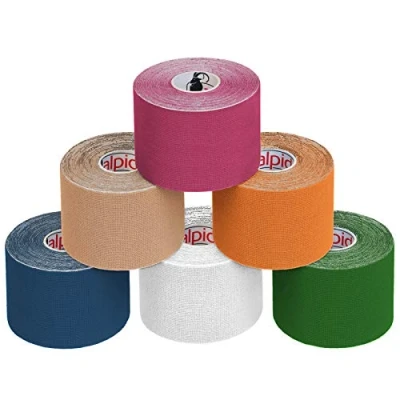 Imagen de ALPIDEX Cinta Kinesiología Tape 5 m x cm Muscular E Book Ejemplos Aplicación, Color:colores surtido, Cantidad:6 rollos