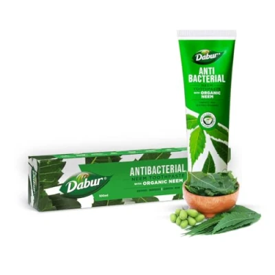 Imagen de Dabur pasta de dientes orgánica con neem 100 ml Aliento fresco y protector caries, fortalece las encías, reduce la sensibilidad, cuidado bucal diario