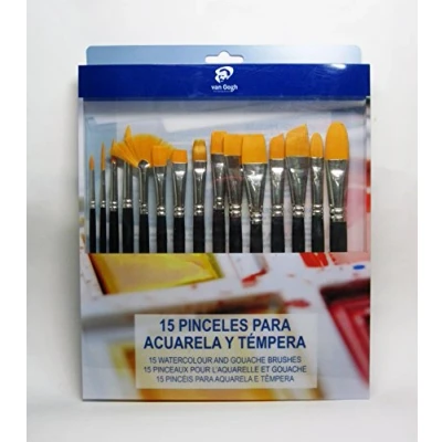 Imagen de Van Gogh Set 15 Pinceles Cortos para Acuarela Y Témpera De Bolsillo Azul