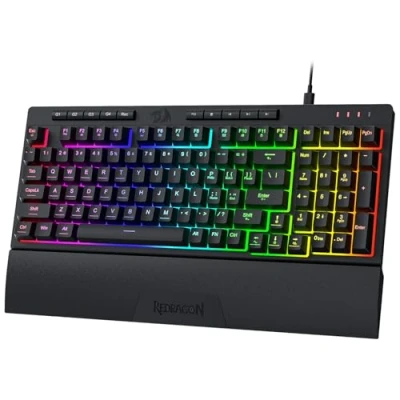 Imagen de Redragon K515 Shiva teclado para juegos de membrana RGB con cable, 98 teclas tacto mecánico interruptor lineal suave, macro y multimedia dedicadas, reposamuñecas desmontable,
