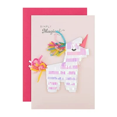 Imagen de Hallmark Tarjeta de cumpleaños con diseño unicornio y piñata