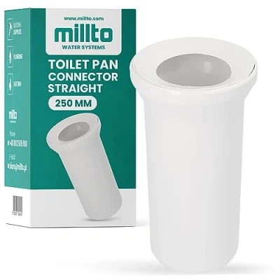 Imagen de Millto™ Conector de inodoro 250 mm, tubo conexión, pieza grifos desagüe, sistema alcantarillado,