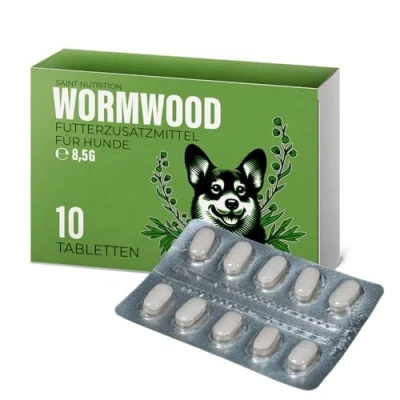 Imagen de Saint Nutrition® ajenjo Tratamiento de gusanos para perros Desparasitante Fórmula herbal natural con extracto hierba Alimento complementario un apoyo óptimo 10